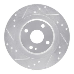 Fiat 124 Spider Brake Rotor (1) - Rear Left - R1 Concepts - Drilled & Slotted - Silver - `16-`25
